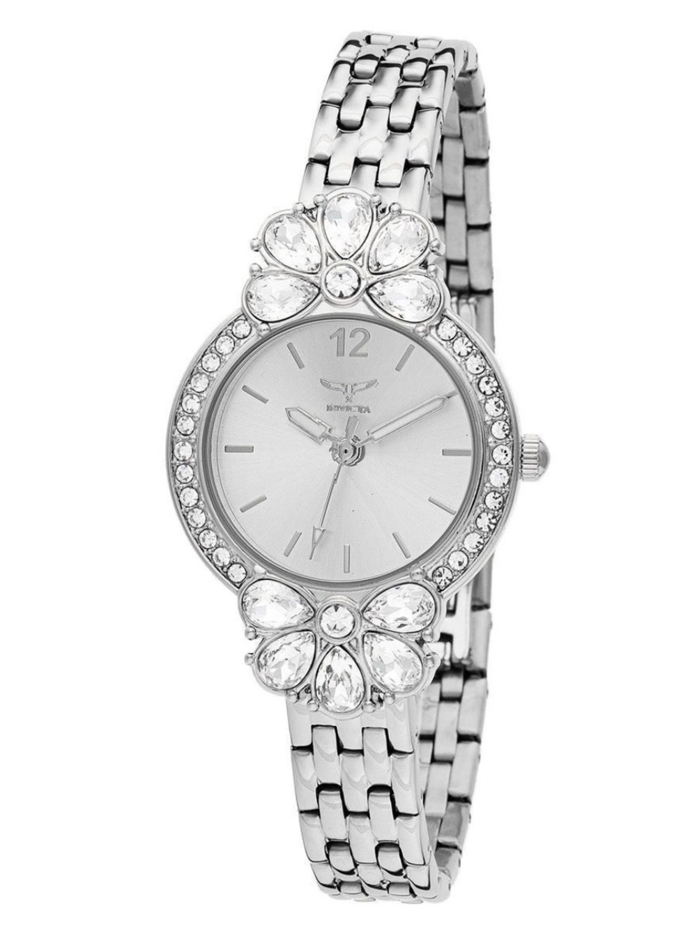 Invicta Wildflower Women’s Silver Crystal Floral Bracelet Watch